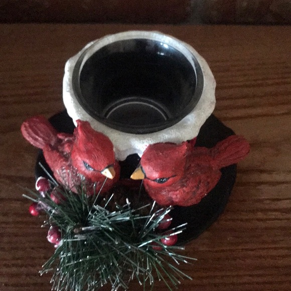 Rare Red Cardinal Frosted Candle Tea Light Holder - Picture 2 of 7